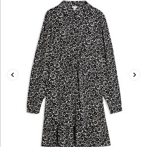 topshop floral print long sleeve midi shirtdress